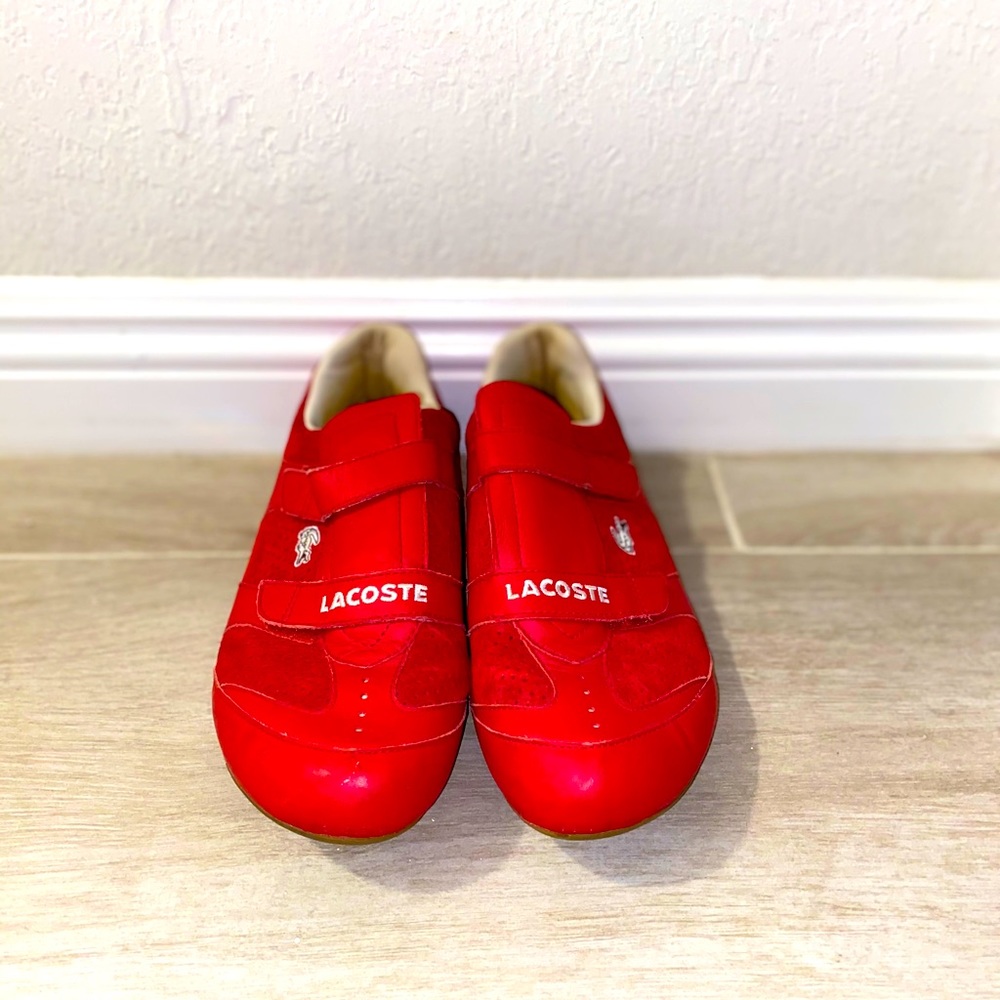 Lacoste Velcro strap perforated leather sneakers